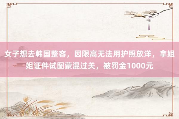 女子想去韩国整容，因限高无法用护照放洋，拿姐姐证件试图蒙混过关，被罚金1000元